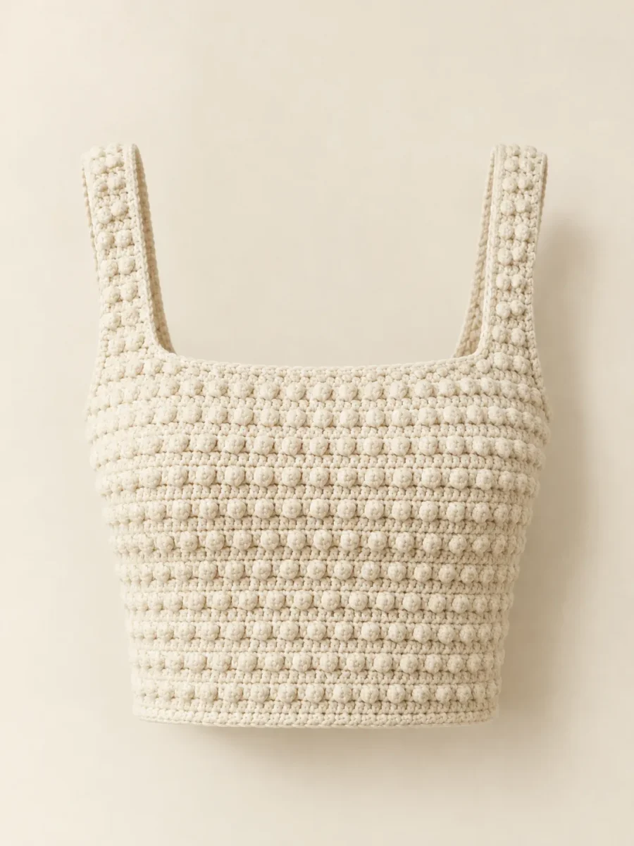 Bobble Crop Top in Milk, front view