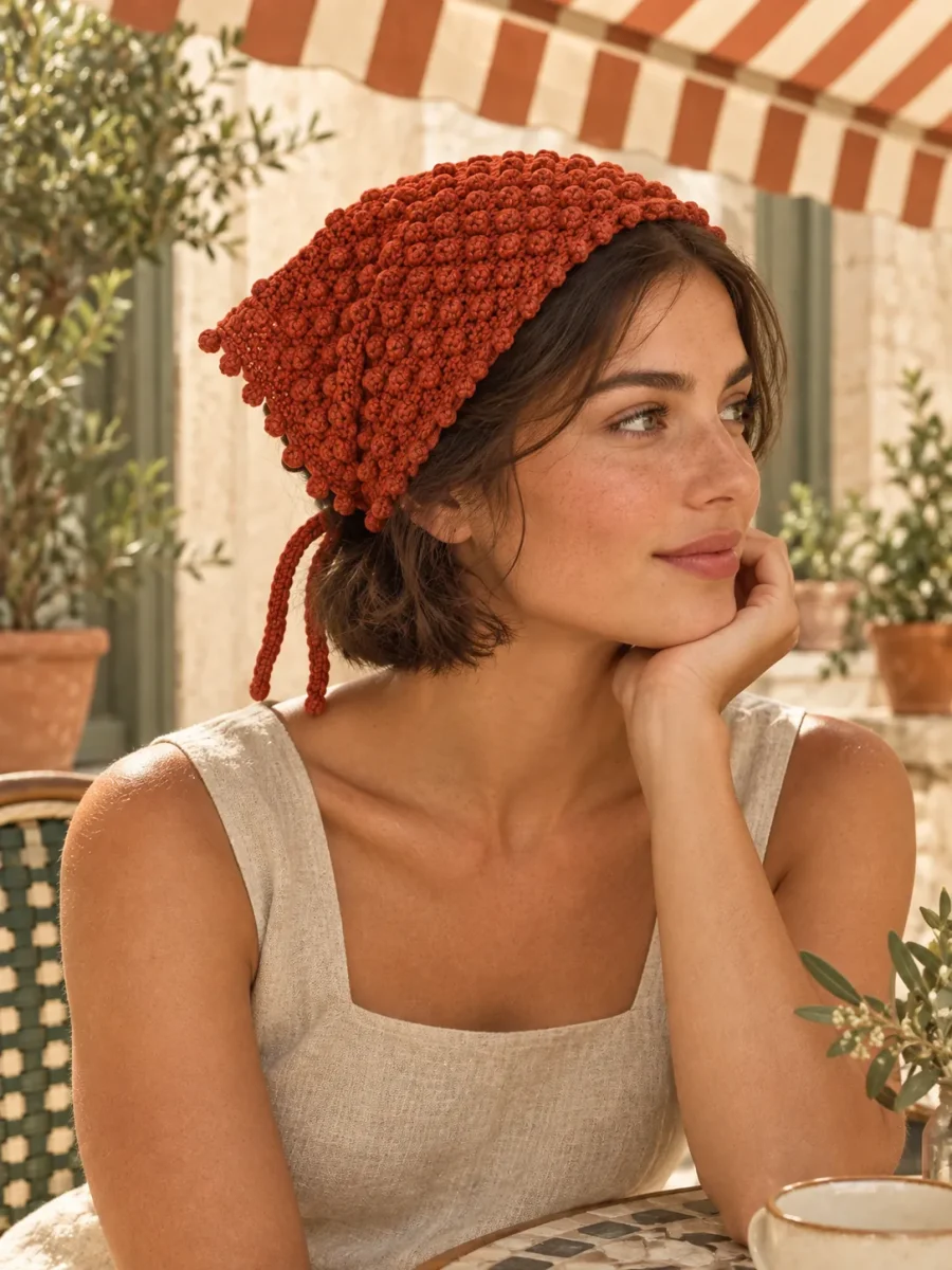 Bobble Hair Scarf, worn