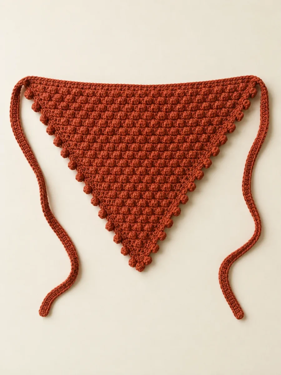 Bobble Hair Scarf in Terracotta, front view
