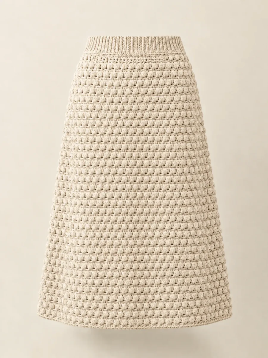 Bobble Midi Skirt in Milk, front view