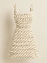 Bobble Mini Dress in Milk, front view