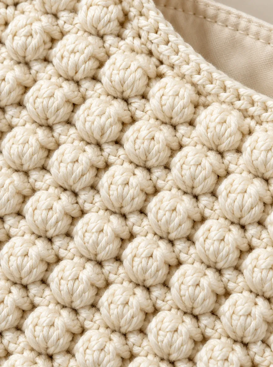 Bobble Top-Handle Bag, close-up of the stitch
