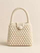 Bobble Top-Handle Bag in Milk, front view