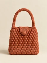 Bobble Top-Handle Bag in Terracotta, front view