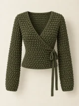 Bobble Wrap Top in Olive, front view
