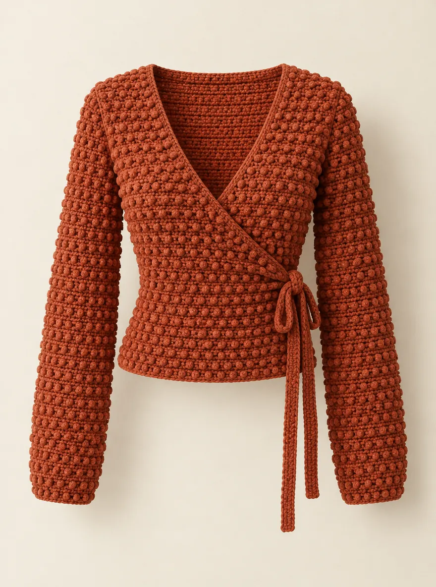 Bobble Wrap Top in Terracotta, front view
