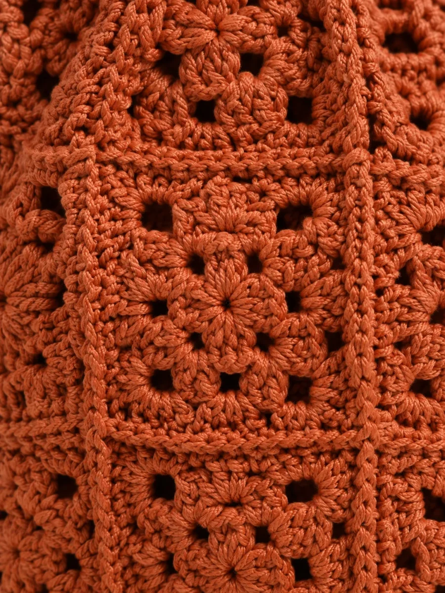 Granny Square Bucket Bag, close-up of the stitch