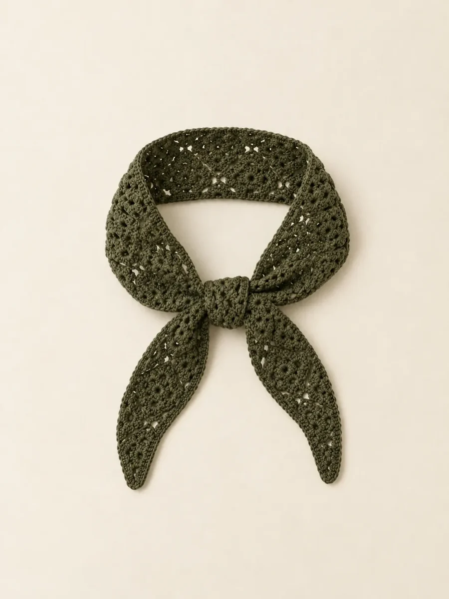 Granny Square Hair Scarf, back or side view