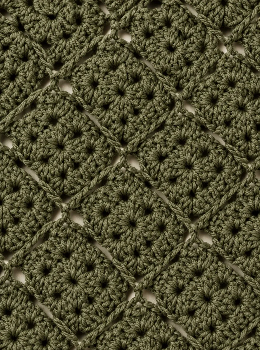 Granny Square Hair Scarf, close-up of the stitch