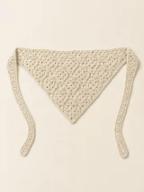Granny Square Hair Scarf in Milk, front view