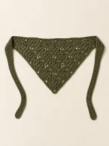 Granny Square Hair Scarf in Olive, front view
