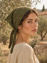 Granny Square Hair Scarf, worn