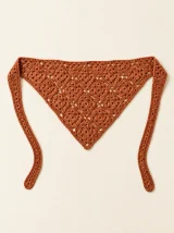 Granny Square Hair Scarf in Terracotta, front view