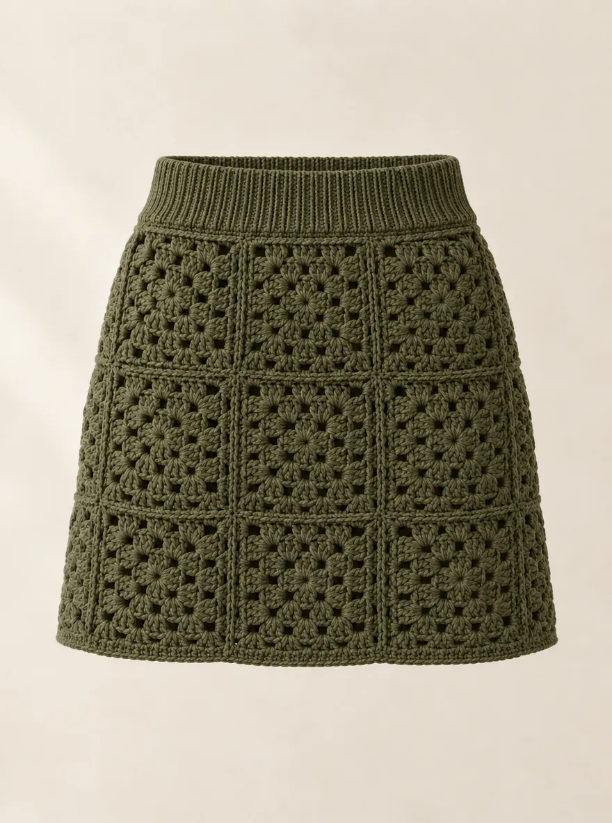 Granny Square Mini Skirt, back or side view