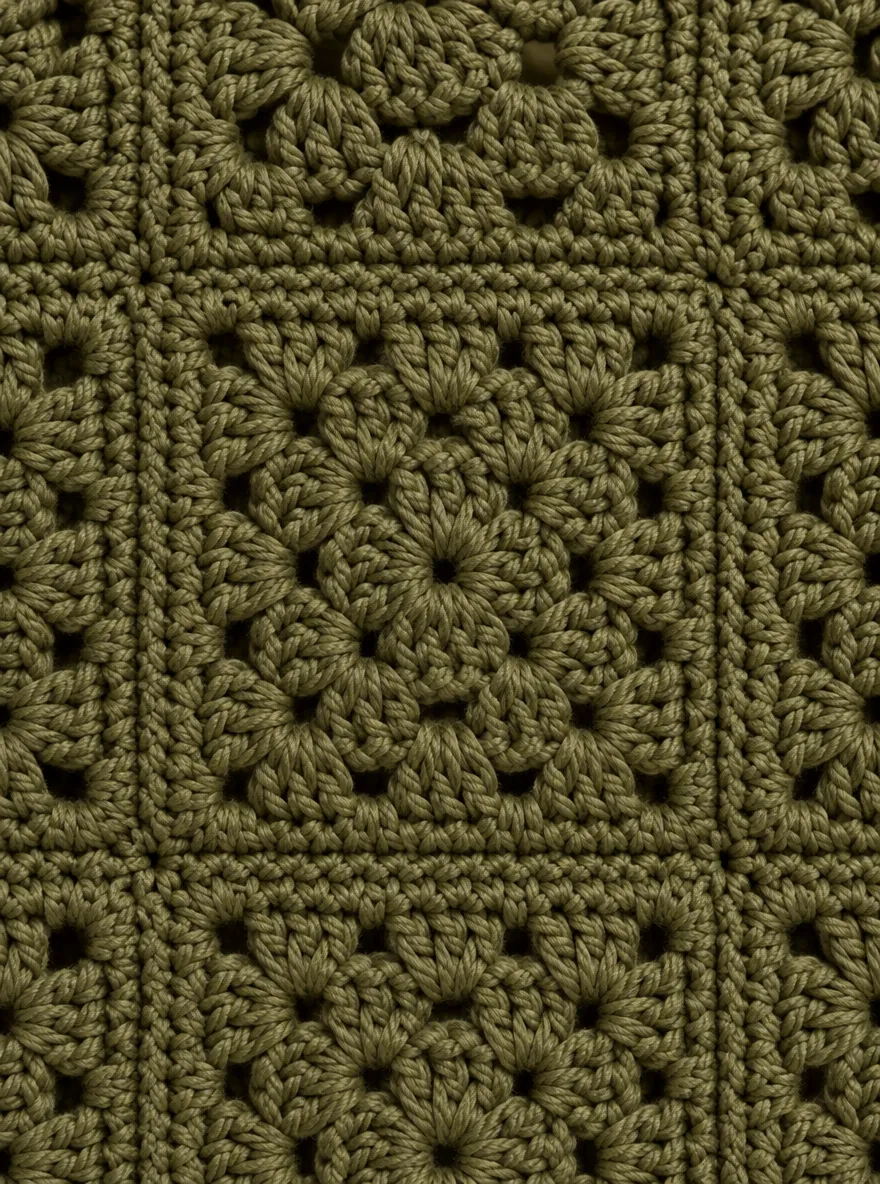 Granny Square Tote, close-up of the stitch