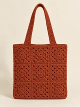 Granny Square Tote in Terracotta, front view