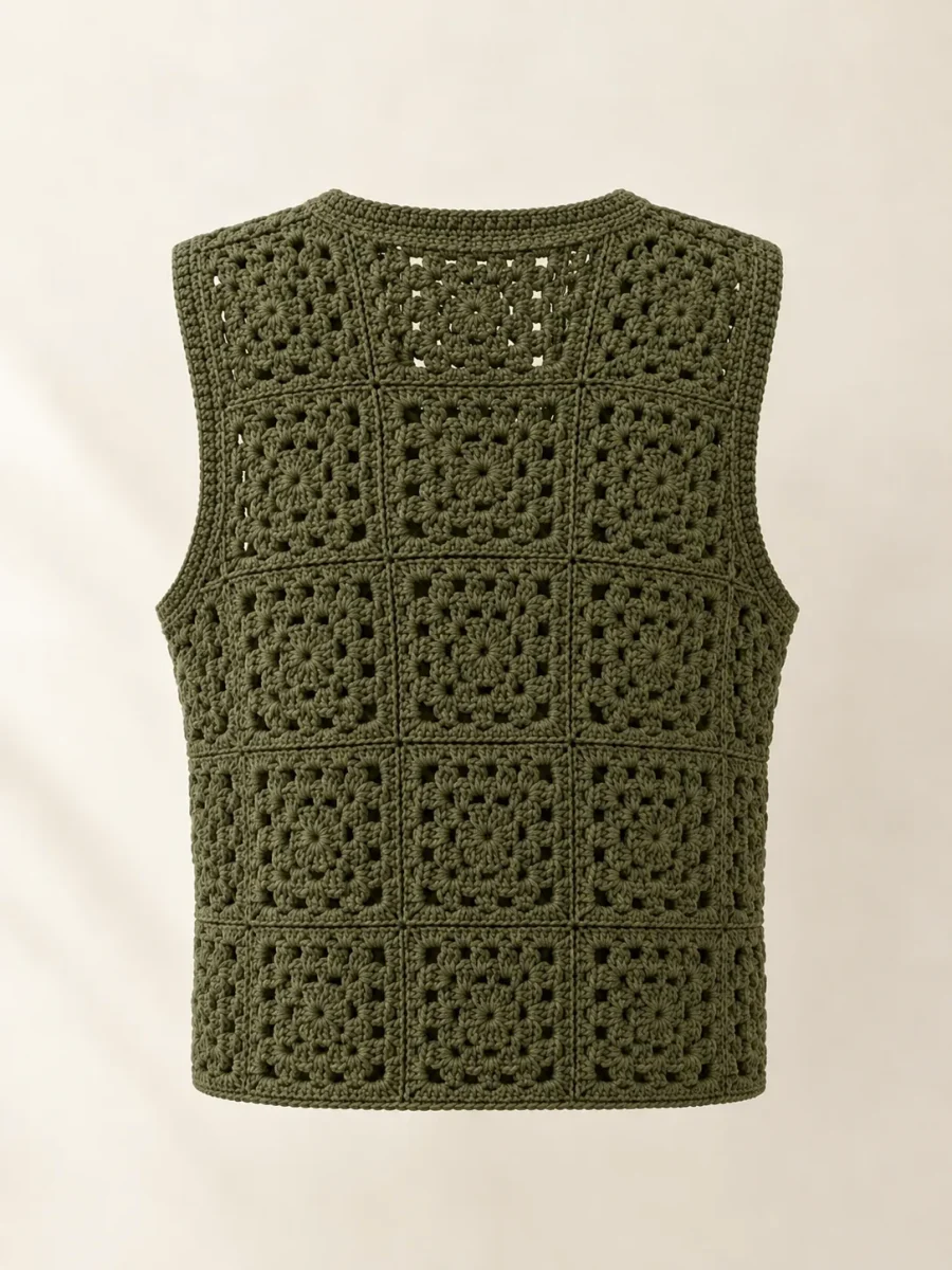 Granny Square Vest, back or side view