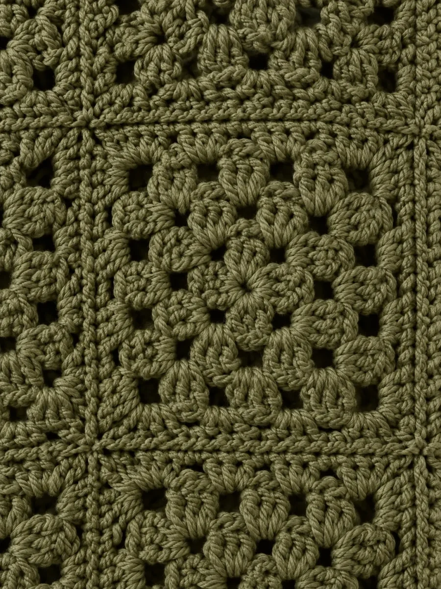 Granny Square Vest, close-up of the stitch