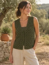 Granny Square Vest, worn