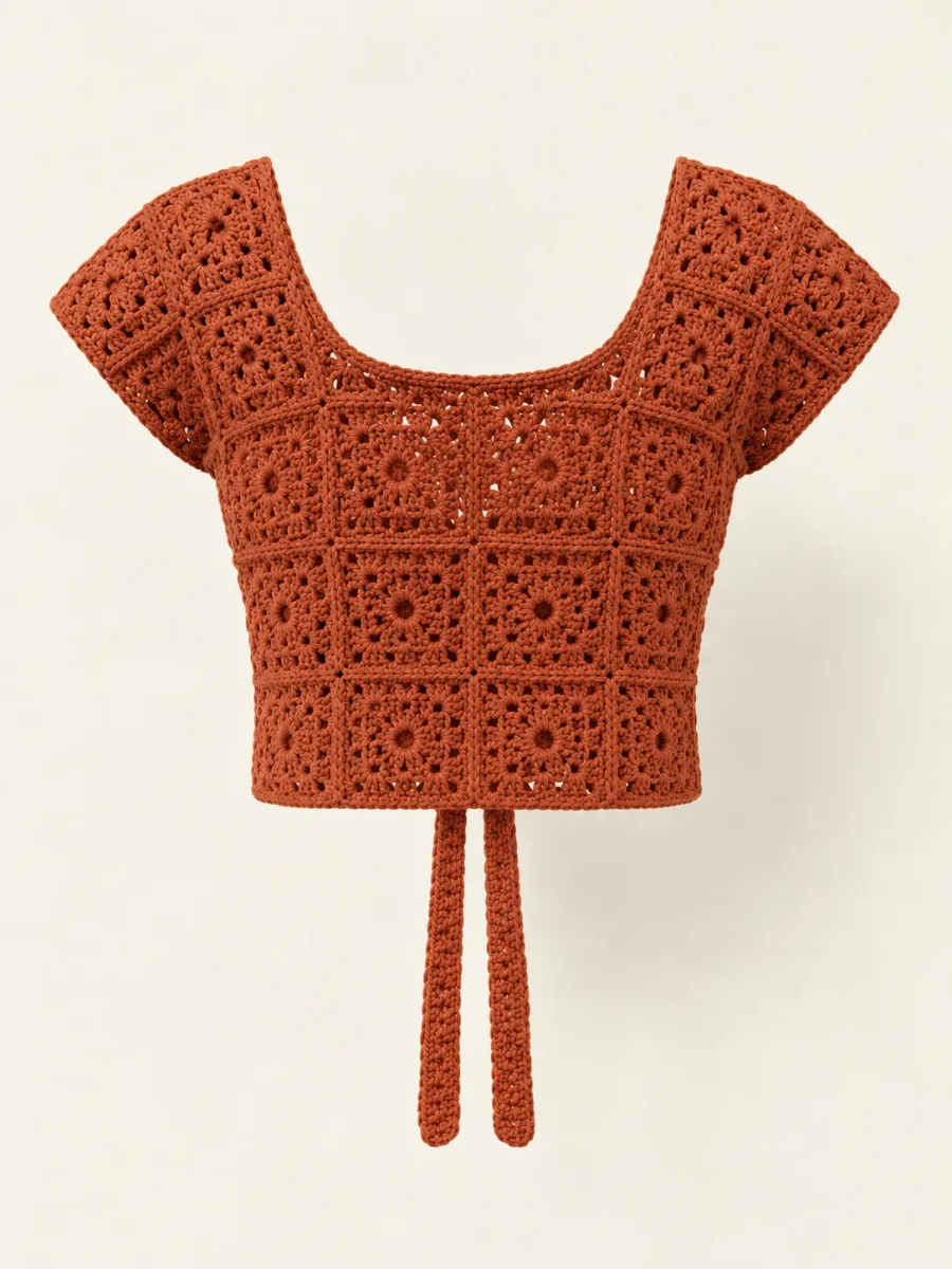 Granny Tie-Front Top, back or side view