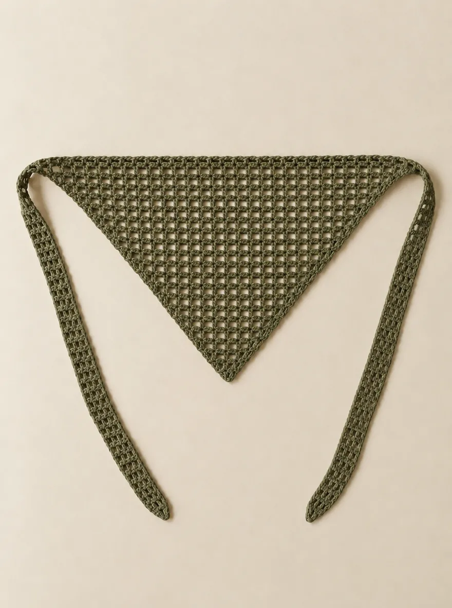 Mesh Hair Scarf in Olive, front view