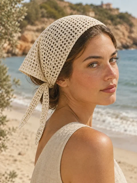 Mesh Hair Scarf, worn