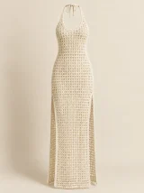 Mesh Halter Maxi in Milk, front view