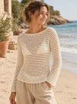 Mesh Long-Sleeve Top, worn