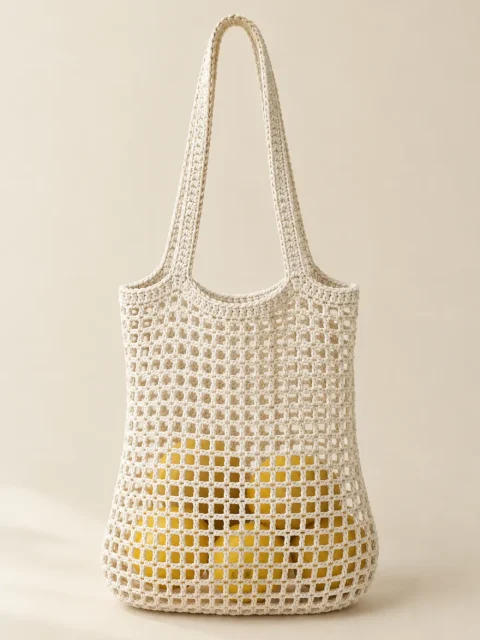 Mesh Market Bag in Milk, front view