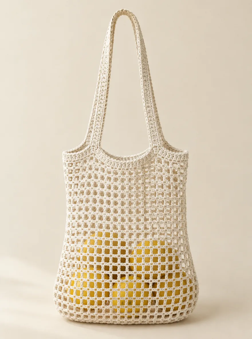 Mesh Market Bag in Milk, front view