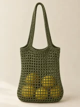 Mesh Market Bag in Olive, front view