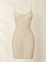 Mesh Mini Dress in Milk, front view