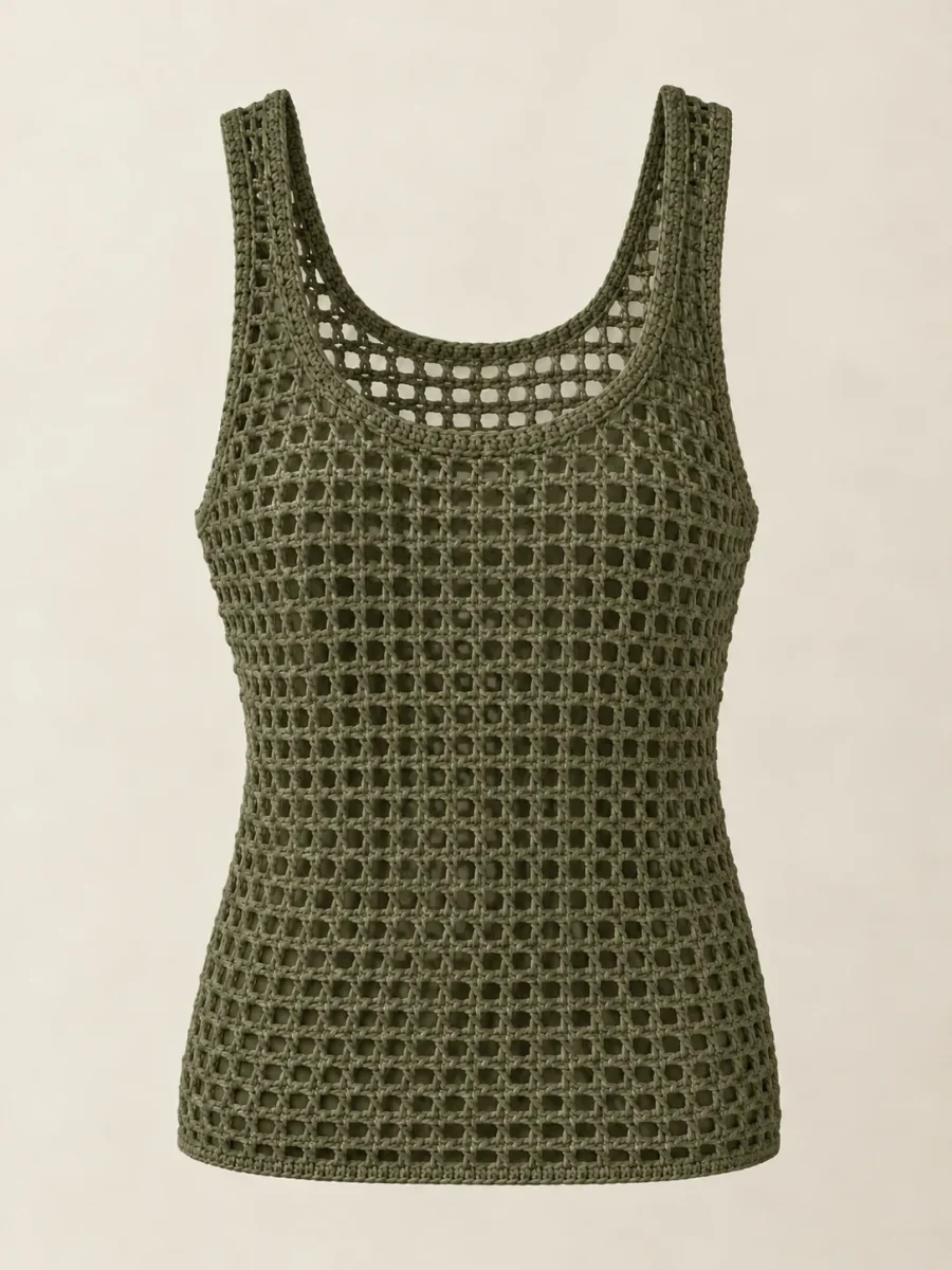 Mesh Tank in Olive, front view