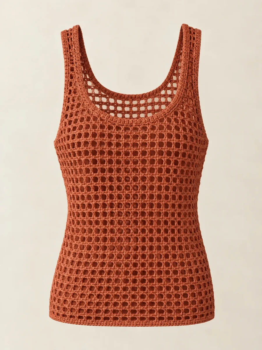 Mesh Tank in Terracotta, front view