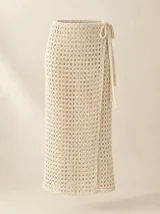 Mesh Wrap Skirt in Milk, front view