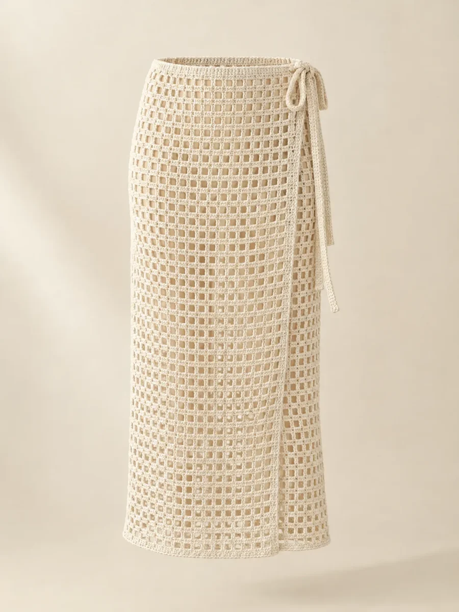 Mesh Wrap Skirt in Milk, front view