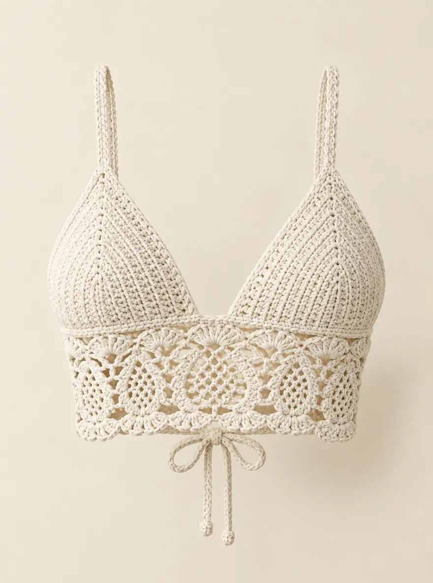 Pineapple Bralette Top in Milk, front view