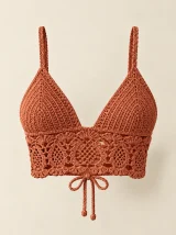 Pineapple Bralette Top in Terracotta, front view