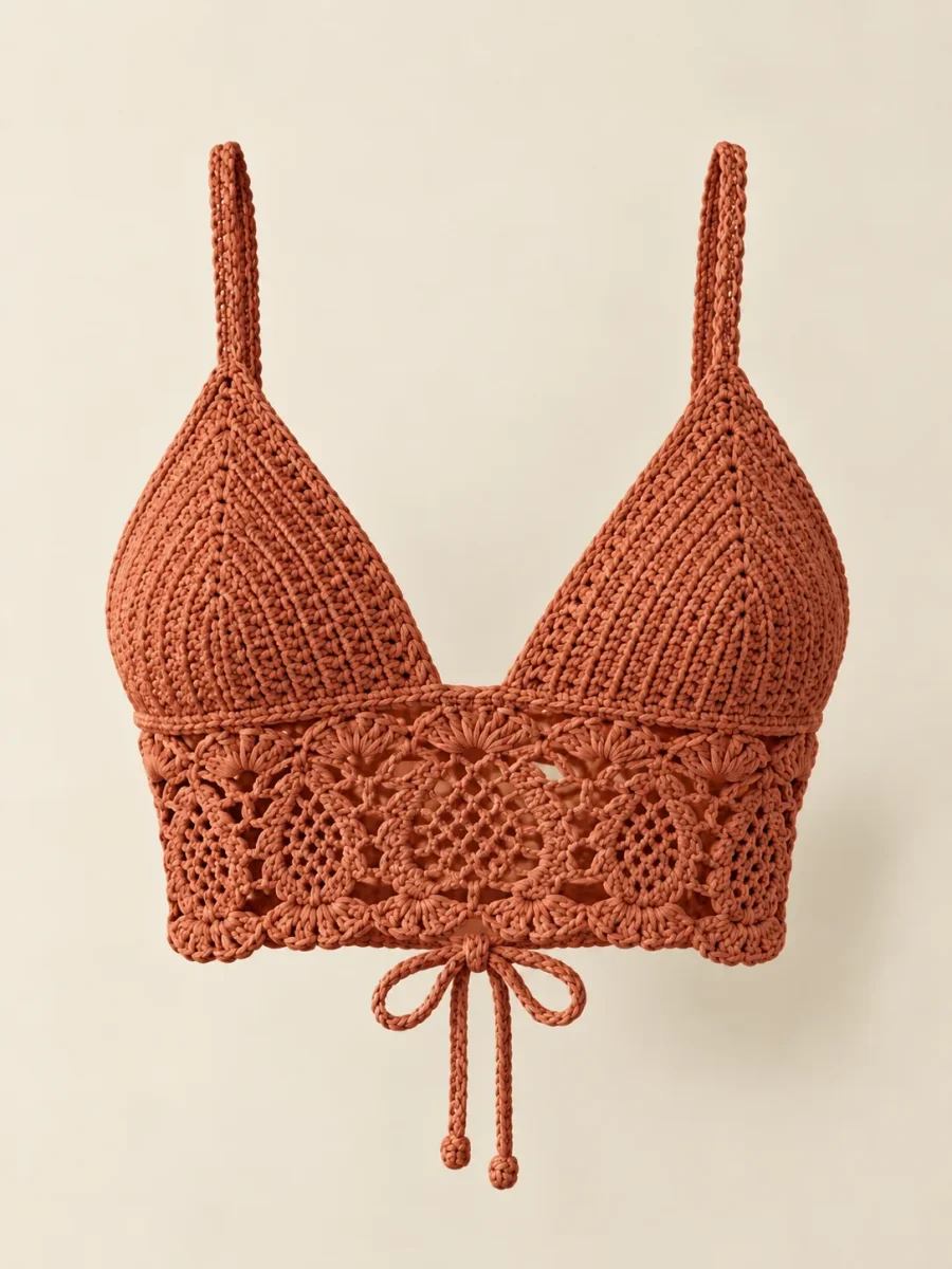 Pineapple Bralette Top in Terracotta, front view