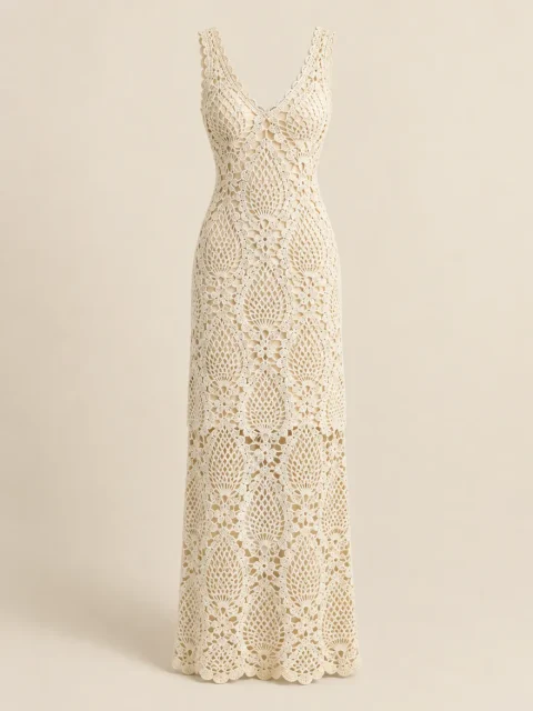 Pineapple Maxi Dress in Milk, front view
