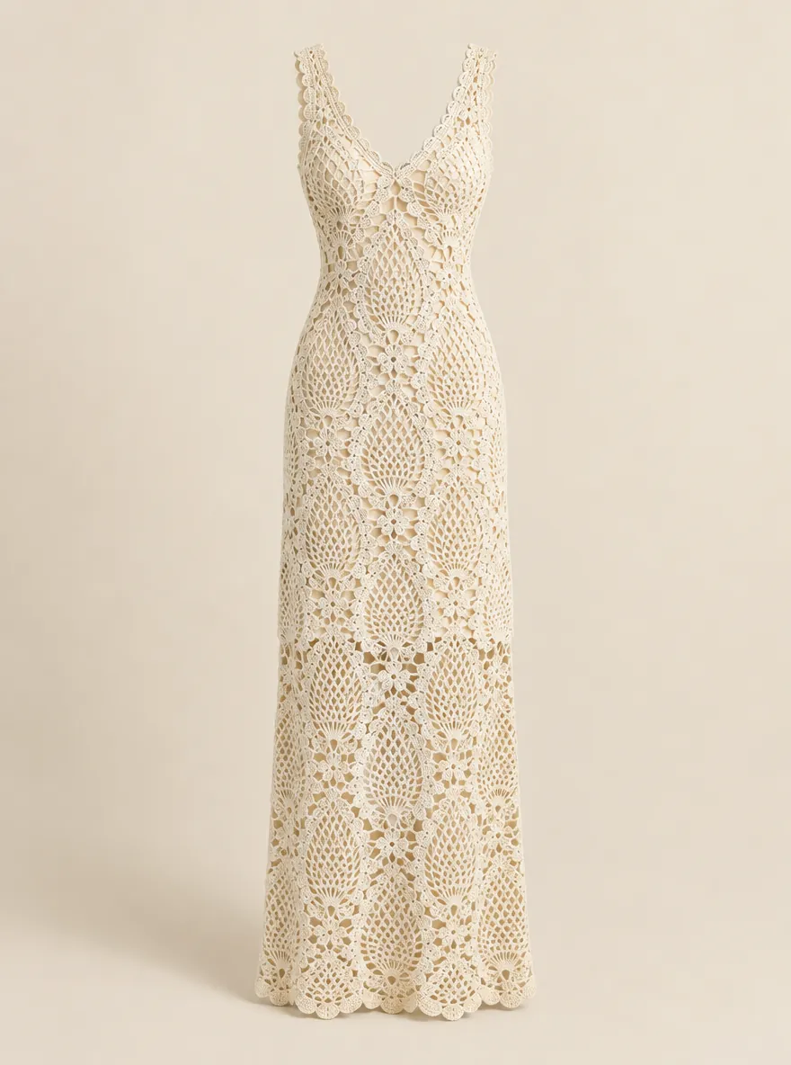 Pineapple Maxi Dress in Milk, front view