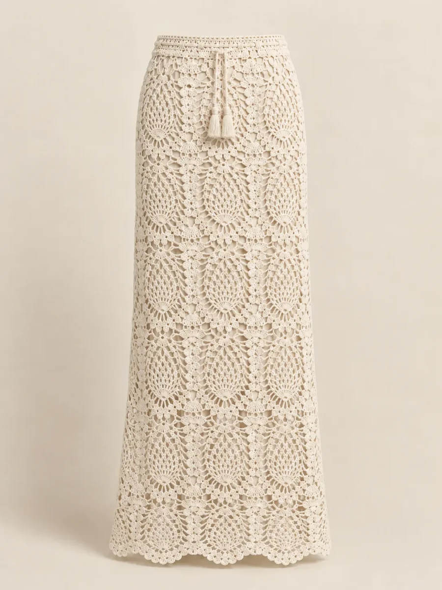 Pineapple Maxi Skirt, back or side view