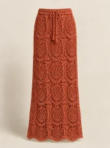Pineapple Maxi Skirt in Terracotta, front view