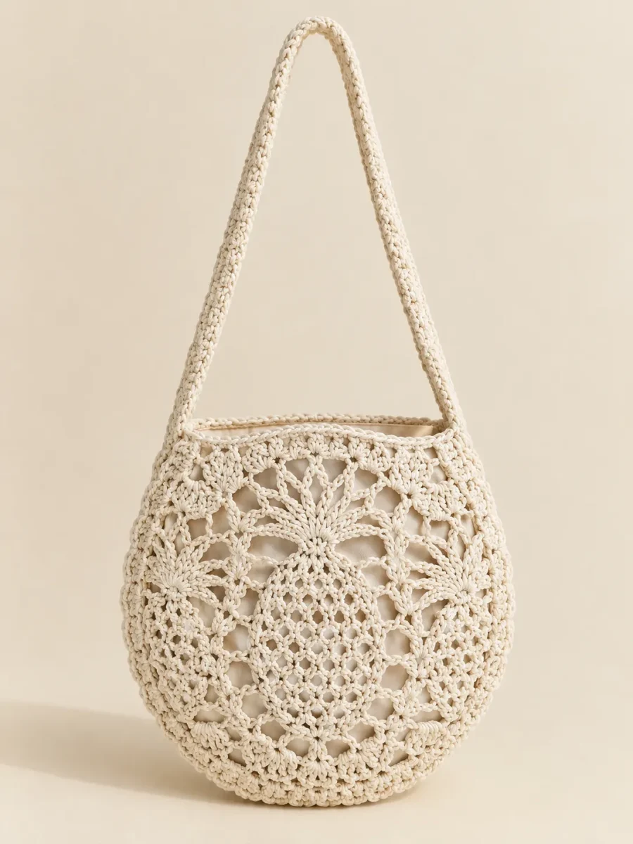 Pineapple Round Bag in Milk, front view