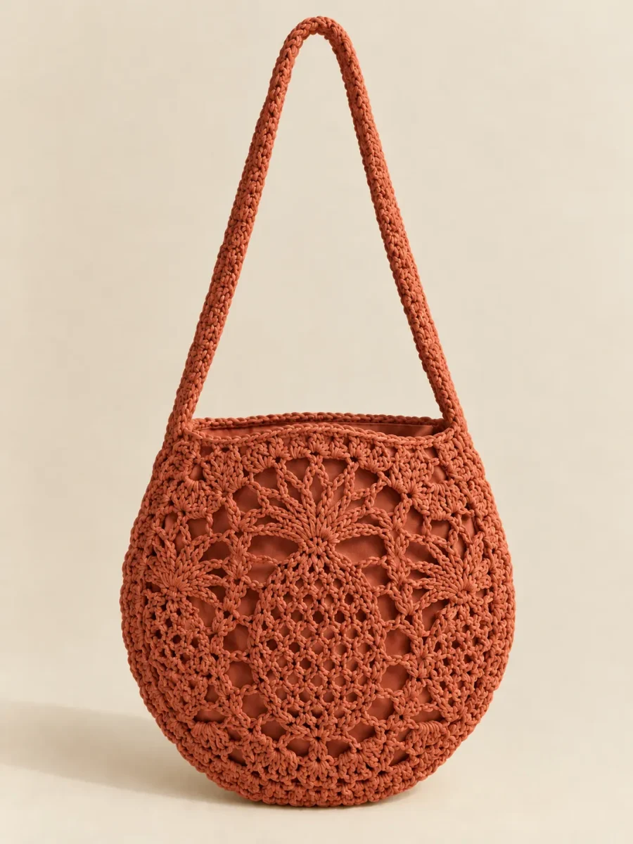 Pineapple Round Bag in Terracotta, front view