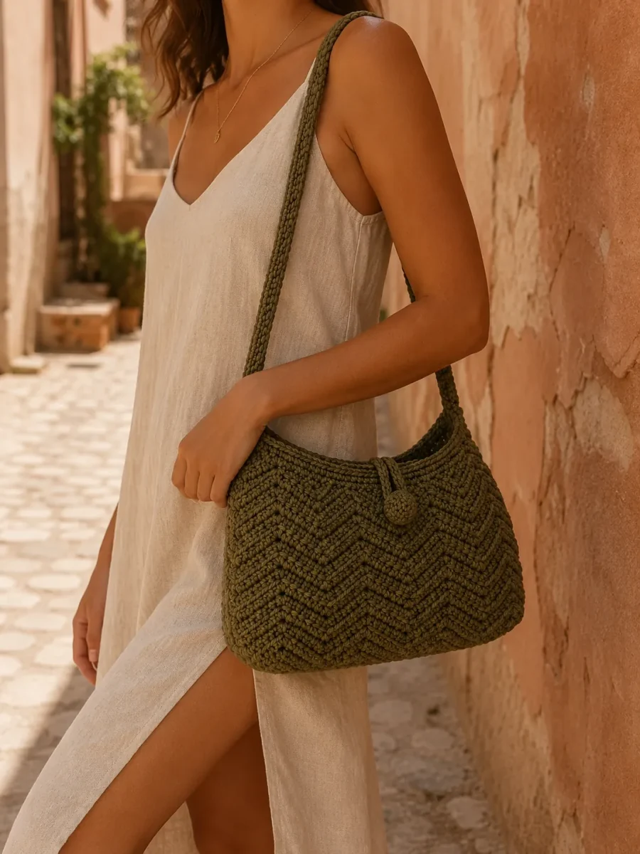 Ripple Baguette Bag, worn