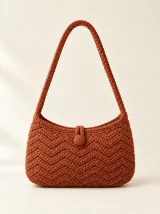 Ripple Baguette Bag in Terracotta, front view