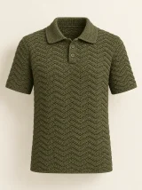 Ripple Collar Top in Olive, front view