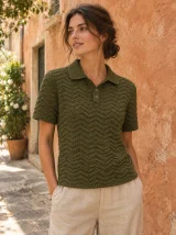 Ripple Collar Top, worn