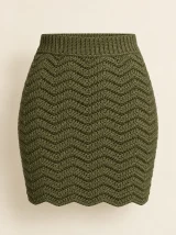 Ripple Mini Skirt in Olive, front view